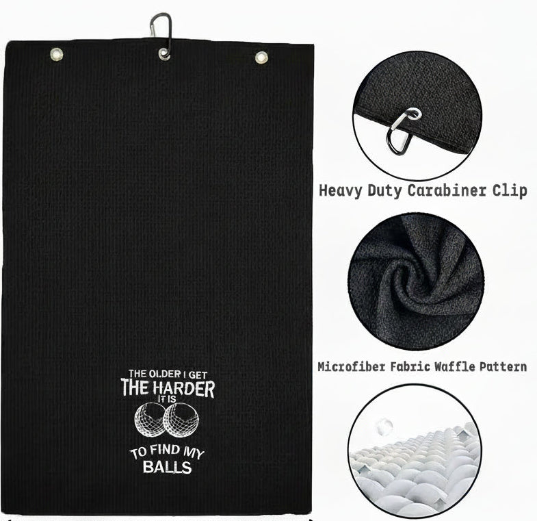 Golf Towel – “The Older I Get…” | Premium Golf Bag Towel with Clip