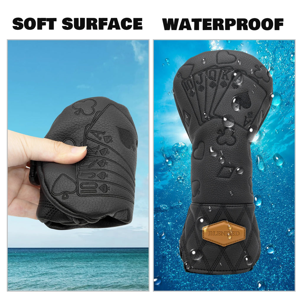 Black Poker Design Golf Club Headcover – Premium Protection for Drivers, Fairway & Hybrid