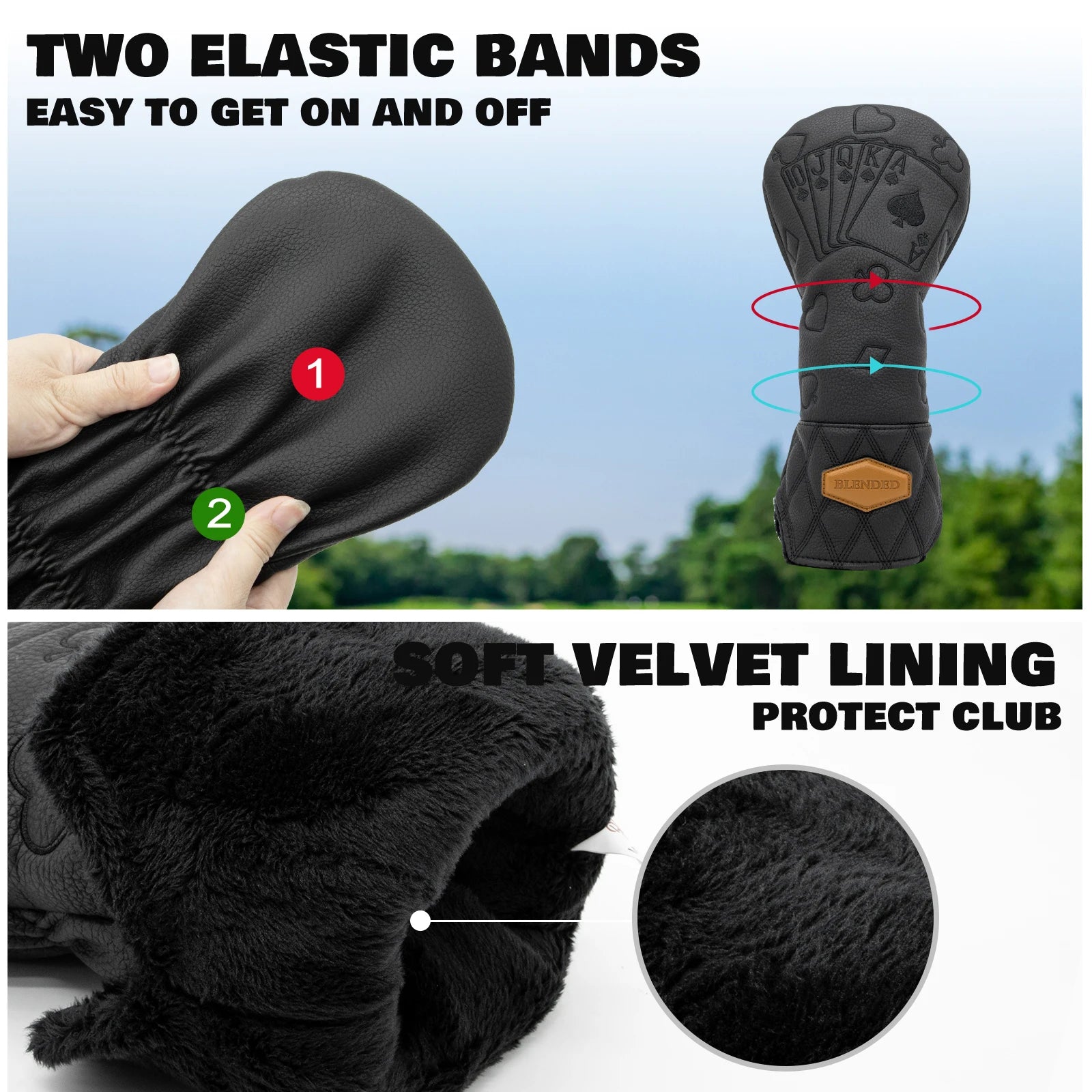 Black Poker Design Golf Club Headcover – Premium Protection for Drivers, Fairway & Hybrid