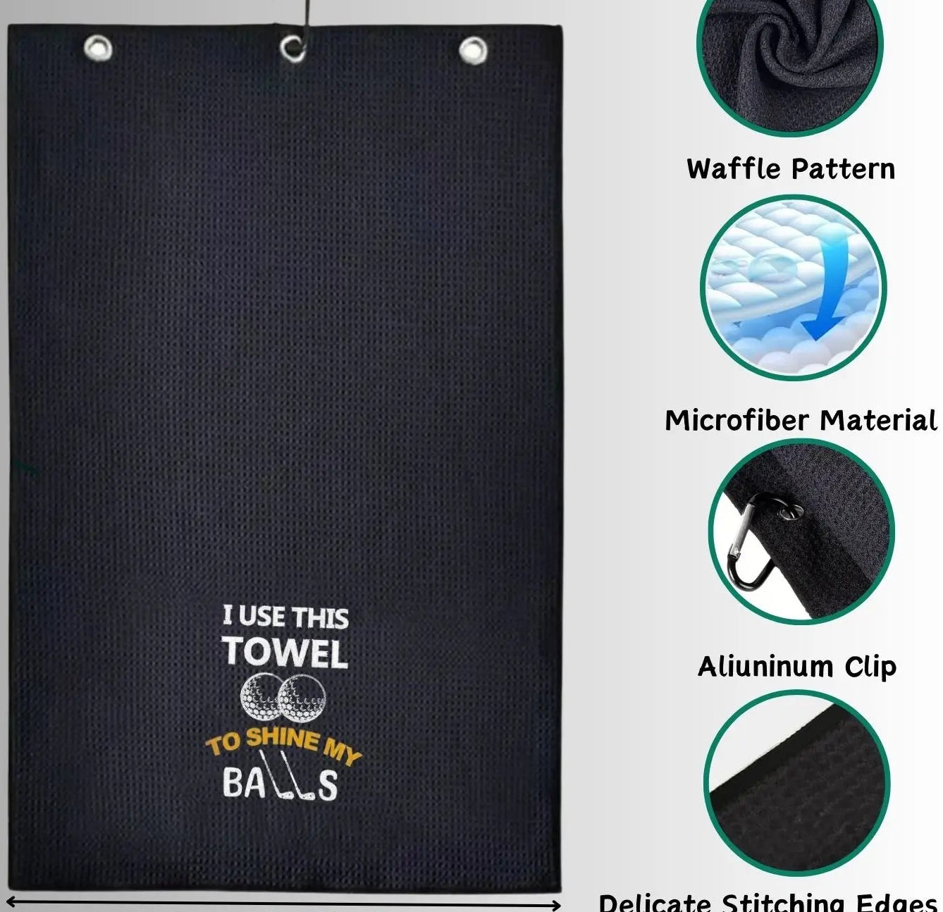 Golf Towel – “I Use This Towel…” | Premium Golf Towel with Clip